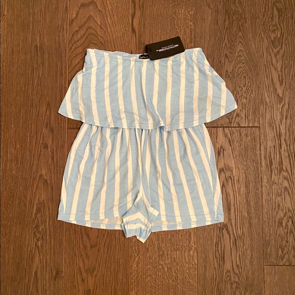 Striped Bandeau Layered Romper - Picture 4 of 4